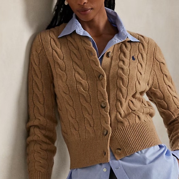 Polo Ralph Lauren Cable-Knit Wool-Cashmere Cardigan - Picture 2 of 3